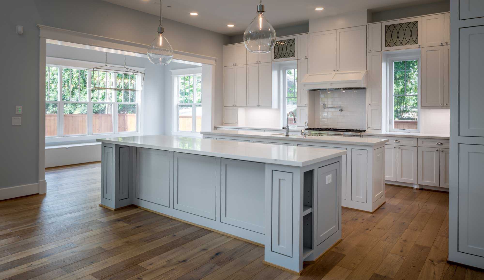 Custom kitchen design with a double island 