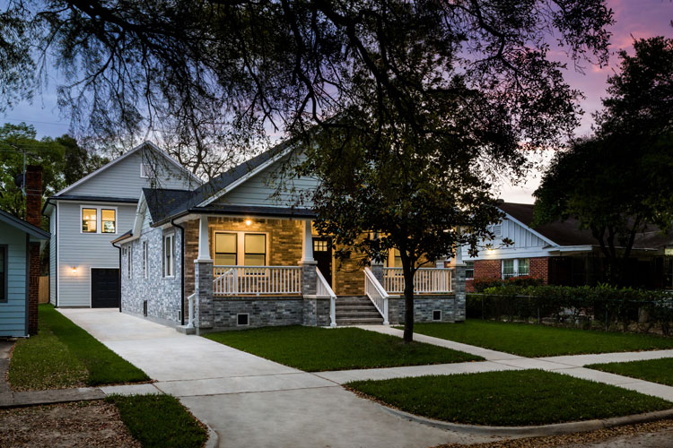 Brick and stone craftsman-style home with garage apartment located East of Downtown Houston