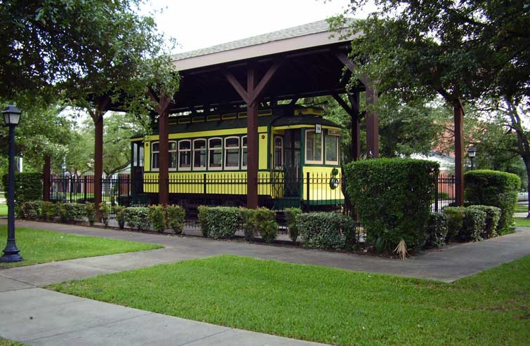 The historic Bellaire street car is within Paseo Park