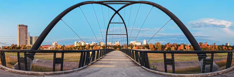 Twilight Panorama of Bill Coats Bridge Over Brays Bayou - City of Houston Texas Medical Center